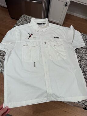 Eddie Bauer Sportman’s Paradise White Short‑Sleeve Fishing Shirt xl